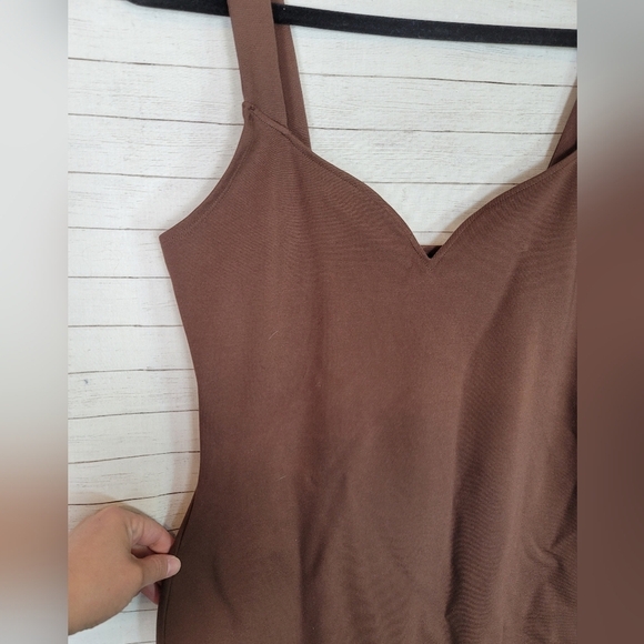 ABERCROMBIE & FITCH SWEETHEART POINTE SLEEVELESS DRESS IN BROWN, SZ MEDIUM TALL - Picture 3 of 11